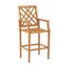 Natural Patio Teak Wood Outdoor Counter Height Bar Stool with Ergonomic Backrest